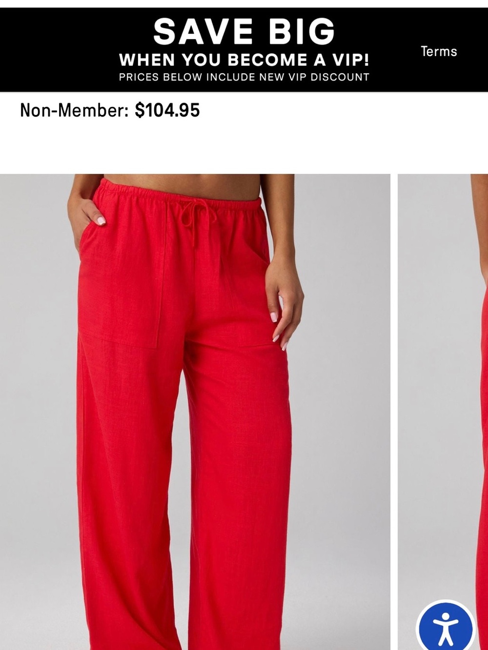 Fabletics Red Linen Blend Drawstring Pants